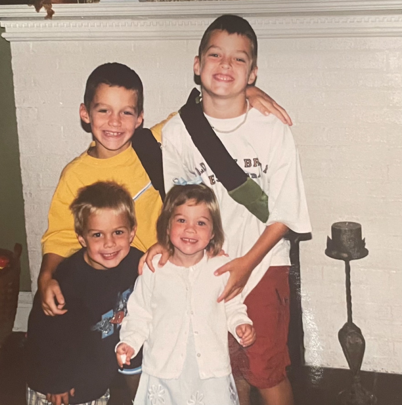 Drew as a child with his siblings in Longmeadow